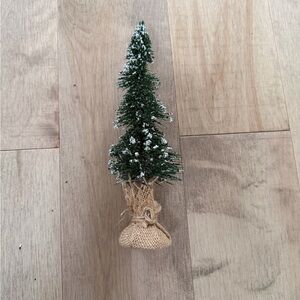 Miniature Green Christmas Tree with Burlap Base